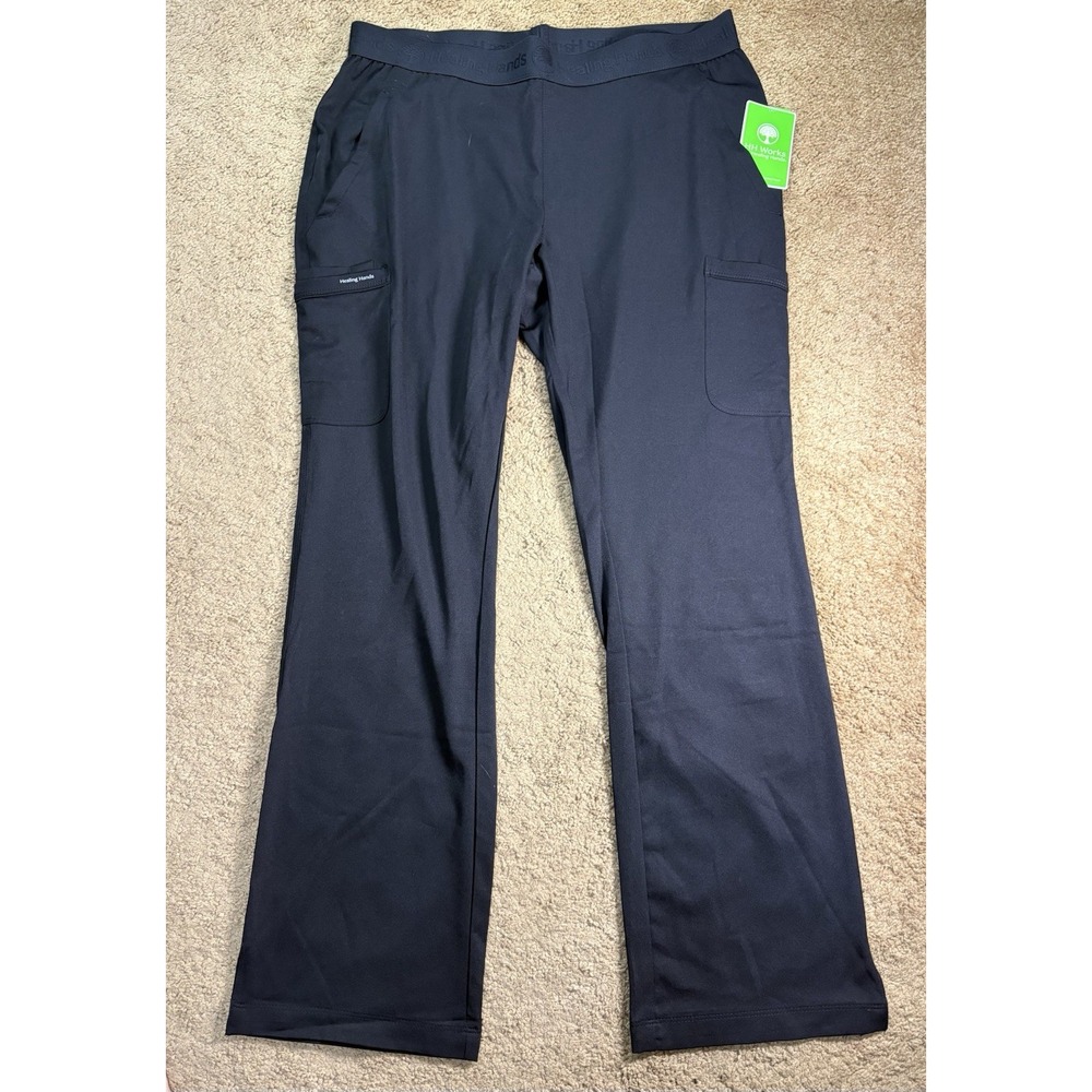 Healing Hands Rachel Scrub Pants Women Large Black Pockets Lightweight